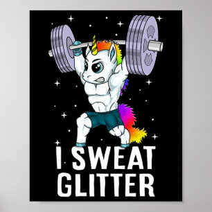 Poster Unicórnio Eu Suei Glitter Engraçado Homens De Trab