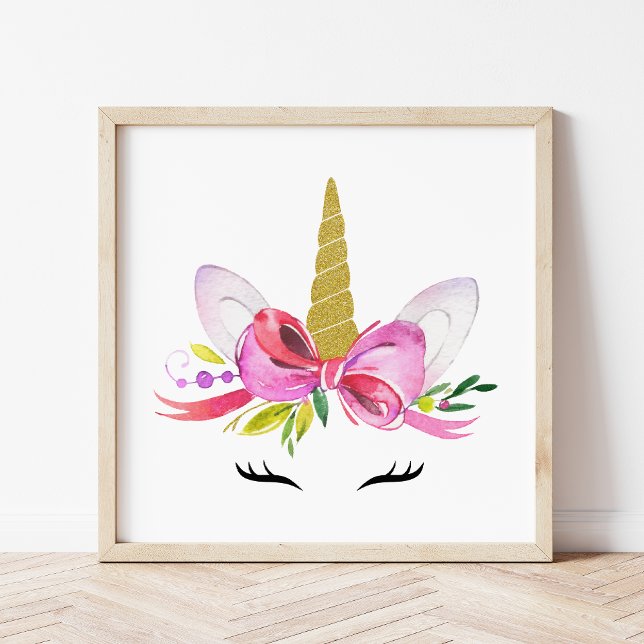 Poster Unicórnio Fofo, Unicórnio Mágico, Quarto de Menina (Criador carregado)