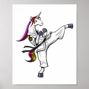 Poster Unicórnio Karatê Ninja Artes Marciais Judô Kickbox