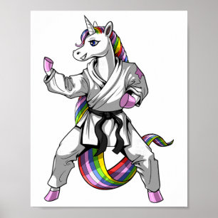 Poster Unicórnio Karatê Ninja Artes Marciais Judô Kickbox