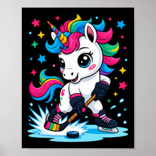 Poster Unicórnio Kawaii de Hóquei no Gelo