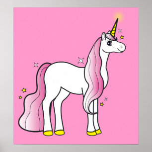 Poster Unicórnio Mágico com Pink Mane Tail