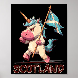 Poster Unicórnio Mal-Humorado com Bandeira Escocesa para 