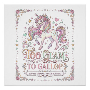 Póster Unicórnio Muito Glam para Galopar Roupas Adoráveis