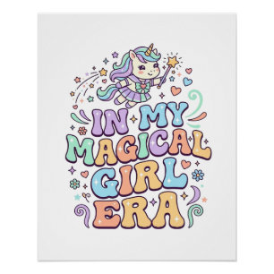 Póster Unicórnio Na Minha Era de Garota Mágica Kawaii Ade
