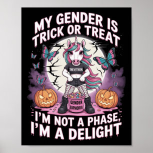Poster Unicórnio Não Binário Do Halloween Não É Uma Fase