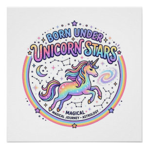 Póster Unicórnio Nascido Sob Estrelas de Unicórnio Impres