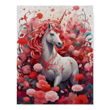 Unicórnio Rosa e Paisagem de Sonho de Peônia Fanta