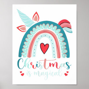 Poster Unicórnio Rosto Fofo O Natal É Mágico