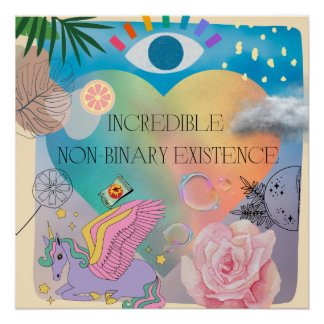 Póster unicórnio transgênero não binário poster