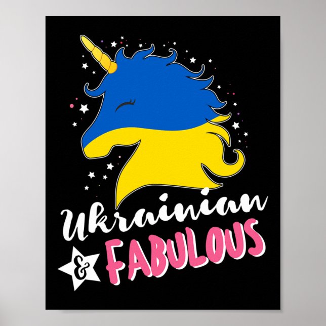 Poster Unicórnio Ucraniano Bandeira da Ucrânia  (Frente)