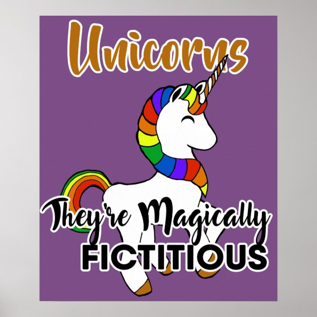 Poster Unicórnios Mágicamente Fictícios Engraçados (Frente)
