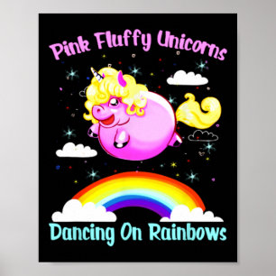 Poster Unicórnios Rosa Fluffy Dançando Em Rainbots-Camisa