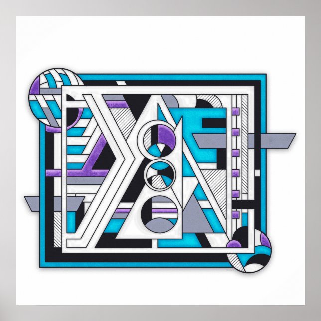 Poster Unidade 124 - Design Geométrico Retrorfuturista (Frente)