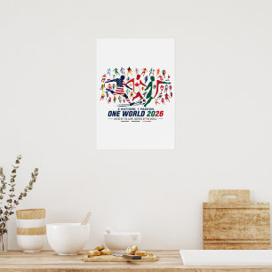 Poster Unidade do Futebol Mundial de 2026: 3 Nações 1 Pai
