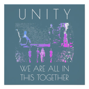 Póster "Unidade, Juntos" Inspiração Magenta Teal Branco