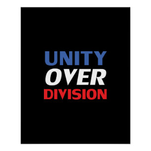 Póster Unidade sobre divisão - vermelho, branco, azul, p