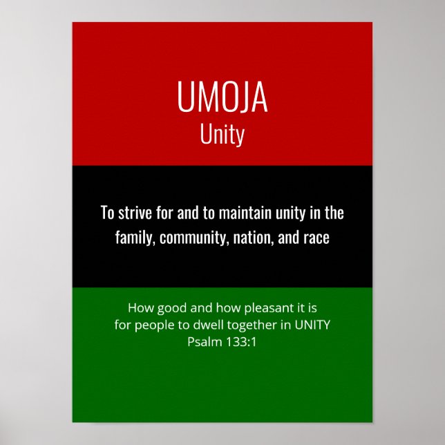 Poster Unidade UMOJA Personalizada Kwanzaa (Frente)