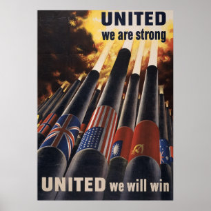 Póster Unido nós forte somos unidos nós ganharemos