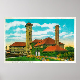 Póster Union Depot Railroad Station in Portland,