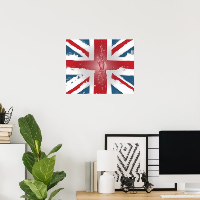 Póster Union Jack British Flag Abstrato Wax Art (Escritório em casa)