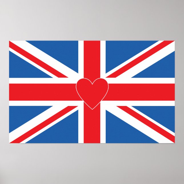 Poster Union Jack Flag & Heart (Frente)