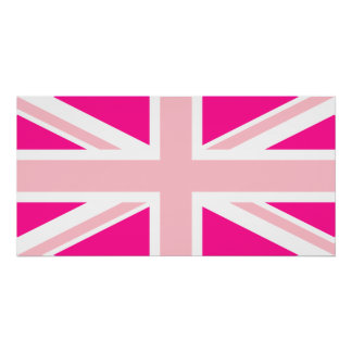 Póster Union Jack Rosa Profundo
