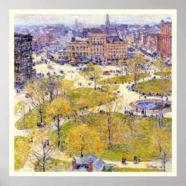 Poster Union Square na Primavera por Frederick Childe Has (Frente)
