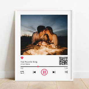 Poster Unique Couple Personalized QR Code Any Song Photo