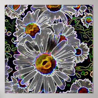 Poster Unique Neon Daisies
