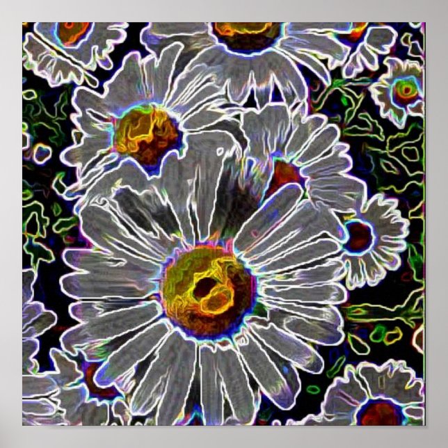 Poster Unique Neon Daisies (Frente)