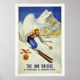 Póster Unique Resorts Ski Vintage Travel