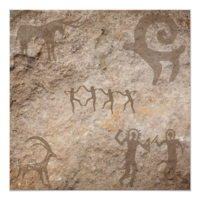 Póster Unique Southwest Petroglyph Native Paintings (Frente)