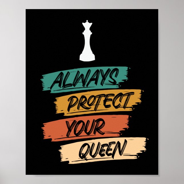 Poster Unitária Vintage Chess Queen Quote Sunset (Frente)