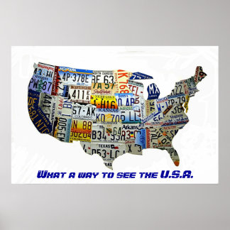 Póster United States License Plate Map