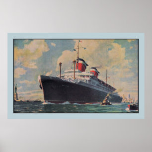 Poster United States Lines SS America aquarelle