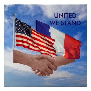 Póster United We Stand USA & France Poster Paper