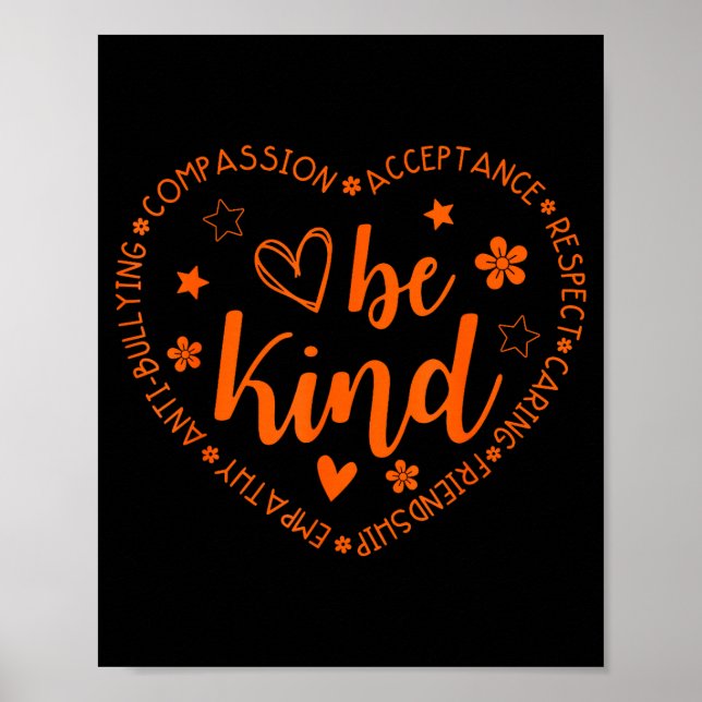 Poster Unity Day Be Kind Kindness Orange Anti Bullying Te (Frente)