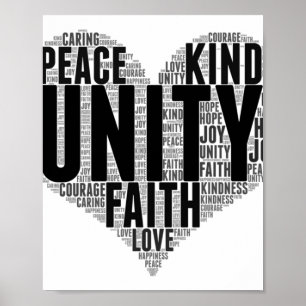 Poster Unity Wordcloud Be Kind Stop Bullying Orange Unity