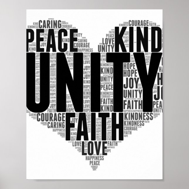 Poster Unity Wordcloud Be Kind Stop Bullying Orange Unity (Frente)