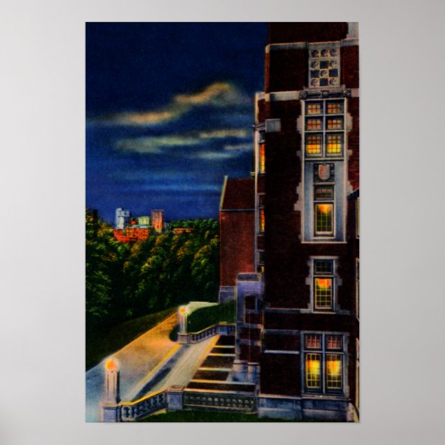 Poster Universidade do Tennessee Knoxville à noite (Frente)