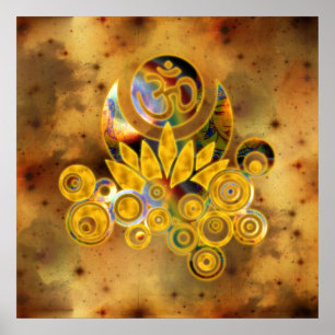 Póster Universo amarelo escuro do OM Lotus