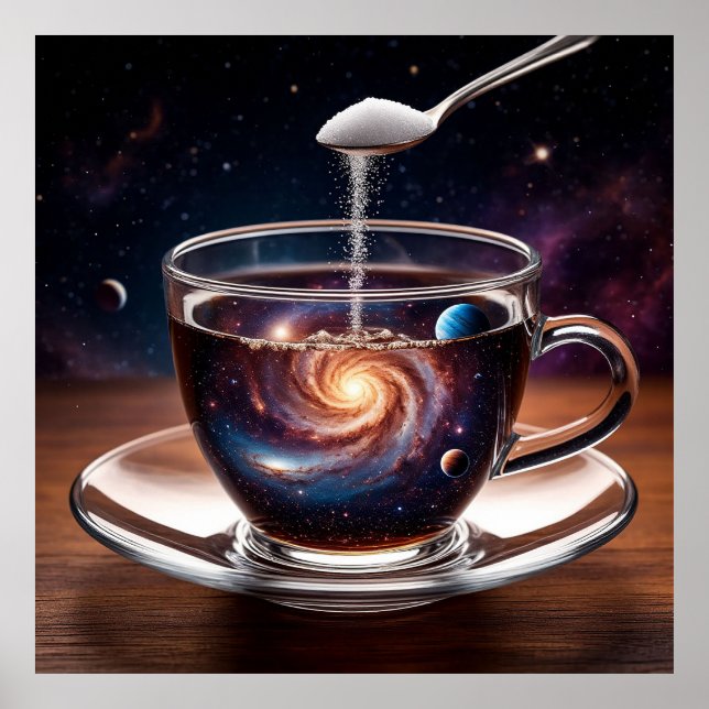Poster Universo Cósmico Dentro de uma Xícara de Café (Frente)