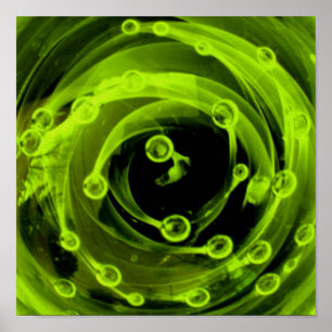Póster Universo de néon da nebulosa do vidro verde de