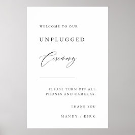 Poster Unplugged Ceremony Wedding Sign 