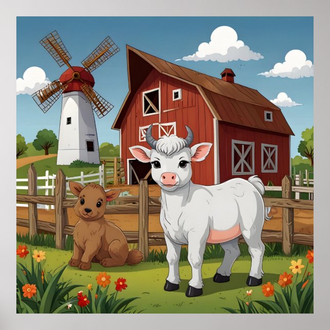 Poster uns animais FOFOS DA FAZENDA (Frente)