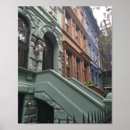 Póster Upper West Side Brownstone Townhouses New York NYC