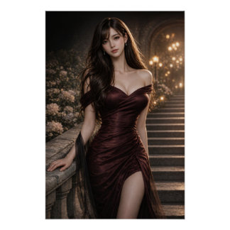 Póster URBAN FLUID ELEGANCE — Crimson Reverie Poster