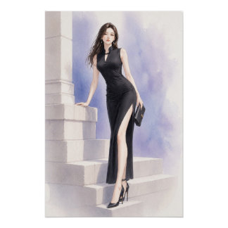 Póster URBAN FLUID ELEGANCE — Midnight Orchid Poster