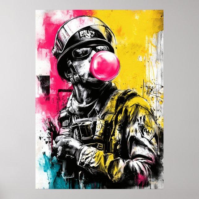 Poster Urban Tactical Figure With Bubblegum Contemporary  (Frente)